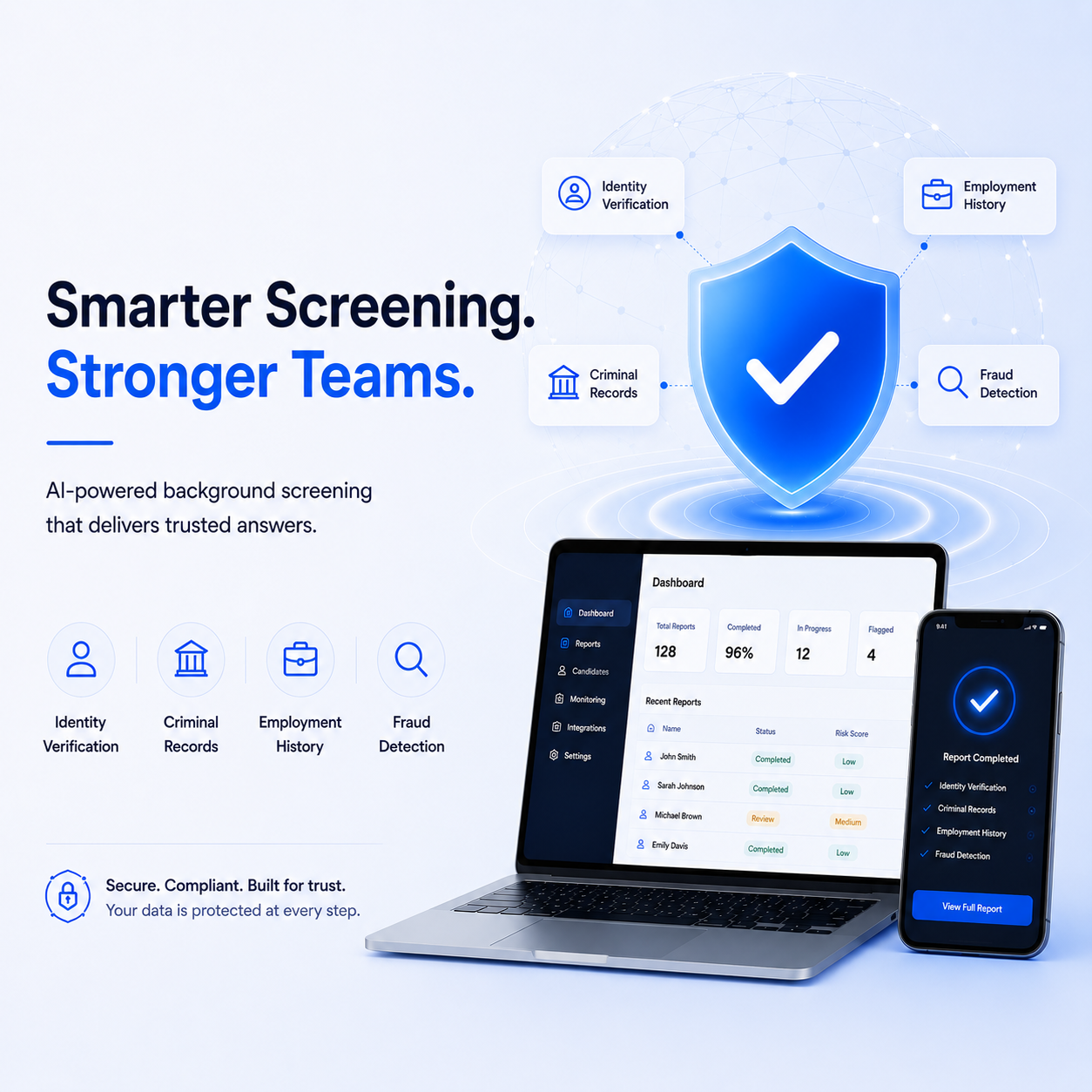 VerifAI AI Background Screening Dashboard